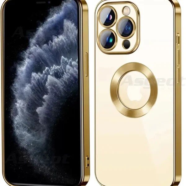 Asgeot Back Cover for Apple Iphone 11 Pro |Luxury Clear Electro-Plating Bumper With Gold Ring | (Gold, Camera Bump Protector, Pack of: 1)